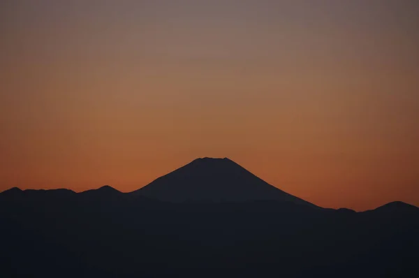 Paysage Urbain Soirée Avec Des Silhouettes Tokyo Mont Fuji — Photo