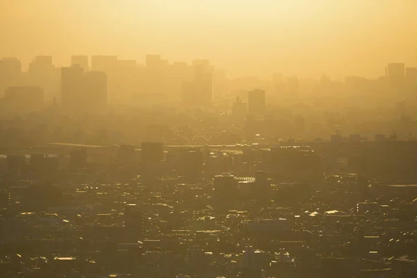 Silhouette Des Stadtbildes Von Tokio Und Strahlender Abendhimmel — Stockfoto