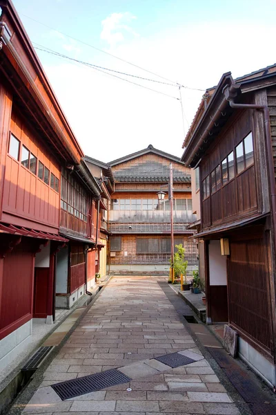 Higashi Chaya Bölgesinde Dizilmiş Eski Japon Evleri Kanazawa Japonya — Stok fotoğraf