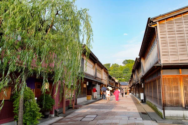 Old Japanese houses lined up in the Higashi Chaya district (Kanazawa, Japan)