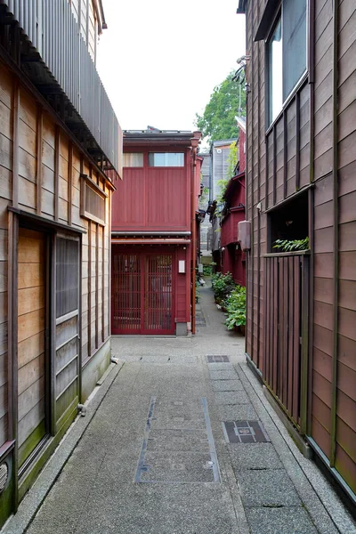 Vecchie Case Giapponesi Allineate Nel Distretto Higashi Chaya Kanazawa Giappone — Foto Stock