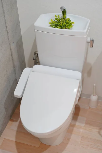 Instantâneo Banheiro Branco Limpo Armário Lavagem — Fotografia de Stock