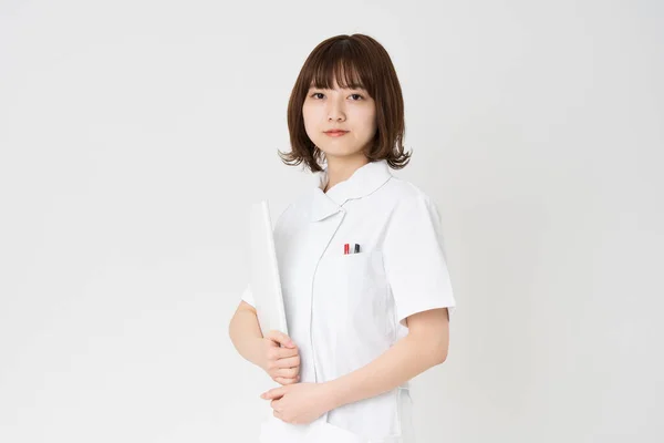 Porträt Einer Asiatischen Japanischen Krankenschwester Die Ein Lächeln Inneren Zeigt — Stockfoto