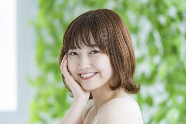 Asiatische Japanische Junge Frau Mit Schöner Haut Umgeben Von Viel — Stockfoto