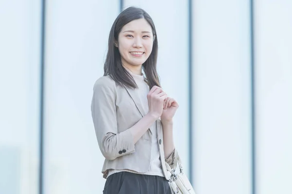 Retrato Jovem Asiática Japonesa Mulher Negócios Distrito Negócios — Fotografia de Stock