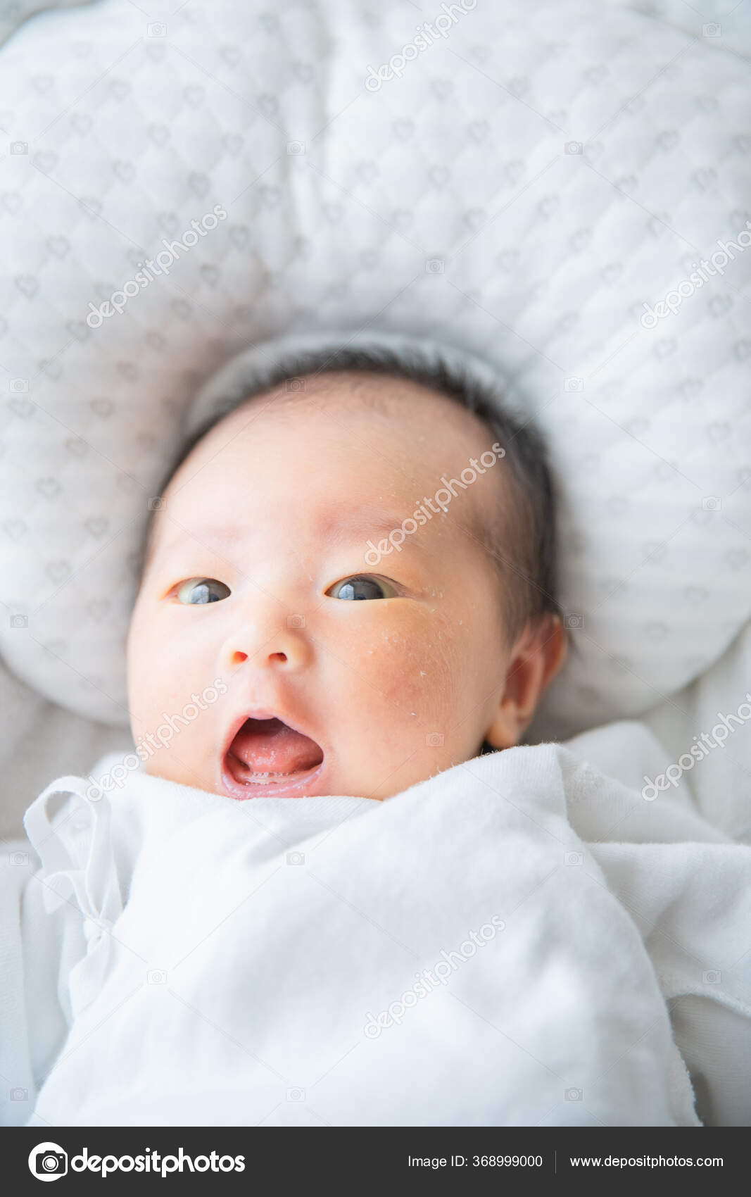 Newborn Asian Japanese Baby Bed Years Months Old Stock Photo by