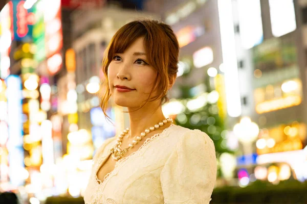 Asijské Japonské Žena Zapojená Noční Práce Jako Kabaret Klub — Stock fotografie