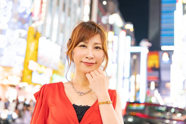 Asiatica Giapponese Donna Impegnata Nel Lavoro Notturno Come Cabaret Club — Foto Stock