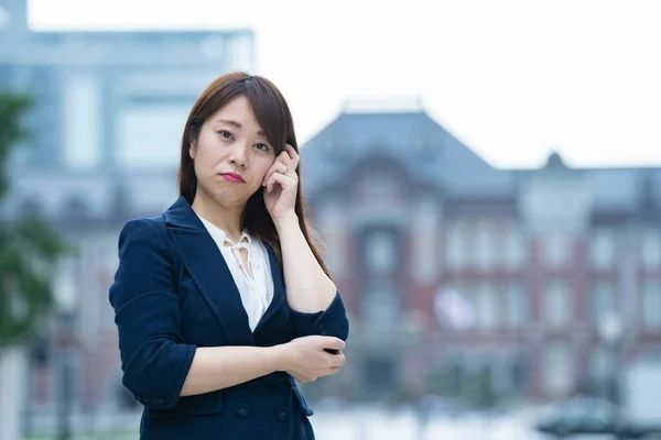 Asian Business Person Suffering Headache Due Stress Business — Stock Photo, Image