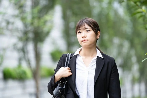 Asian Japanese Young Female College Student Looking Job — Stock Photo, Image