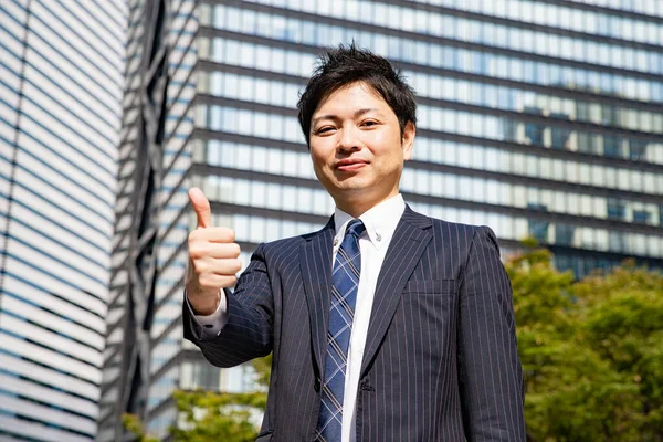 Portret Biznesmena Azjatyckiego Japońskiego Ulicy Biznesowej Tokio Japonia — Zdjęcie stockowe