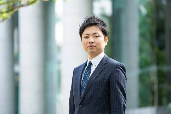 Portrait Homme Affaires Asiatique Japonais Dans Une Rue Affaires Tokyo — Photo