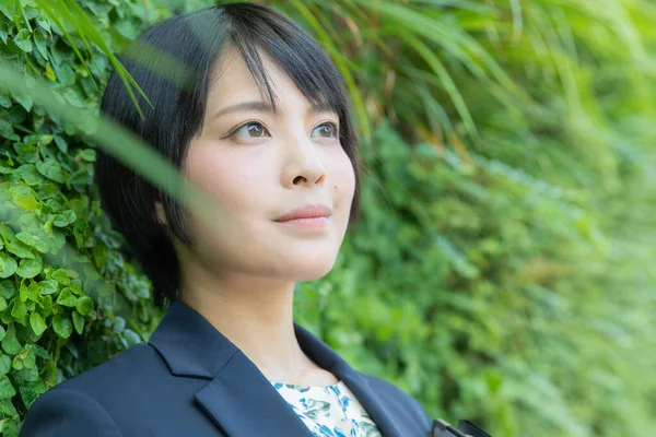 Portrait Young Asian Japanese Business Woman Business District — Stock Photo, Image