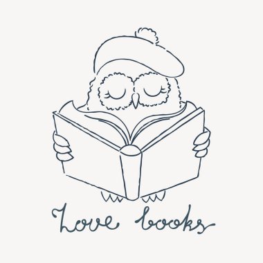 Doodle baykuş bere kitap ile.