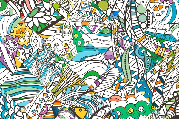 Folt doodle háttérmintázatának megadása. Design díszes, törzsi minta. Egyszerű színes háttér színezésére. — Stock Vector