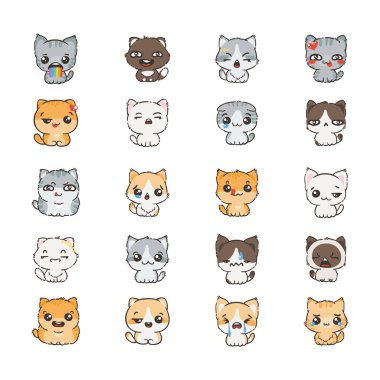 Sevimli çizgi kedi ve köpek