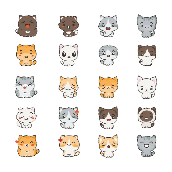 Söta tecknade katter och hundar — Stock vektor