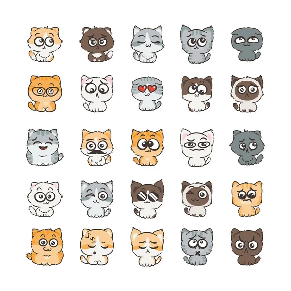 Lindo dibujos animados gatos y perros — Vector de stock