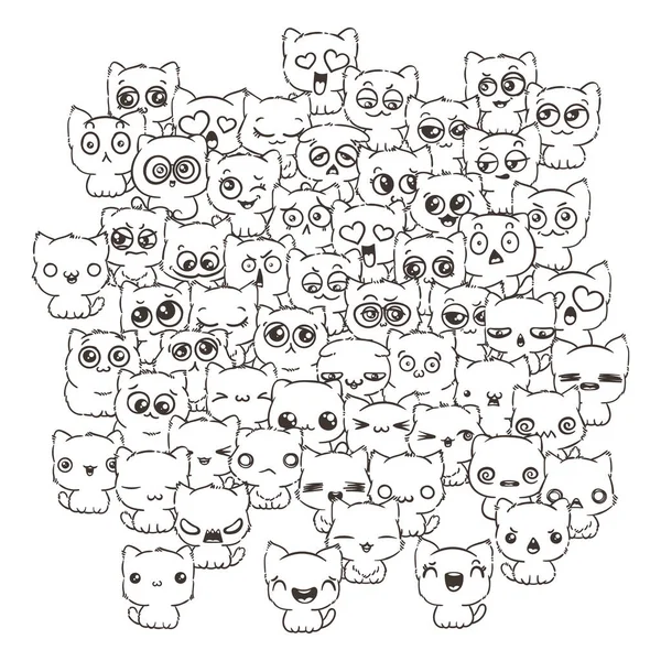Lindo dibujos animados gatos y perros — Vector de stock