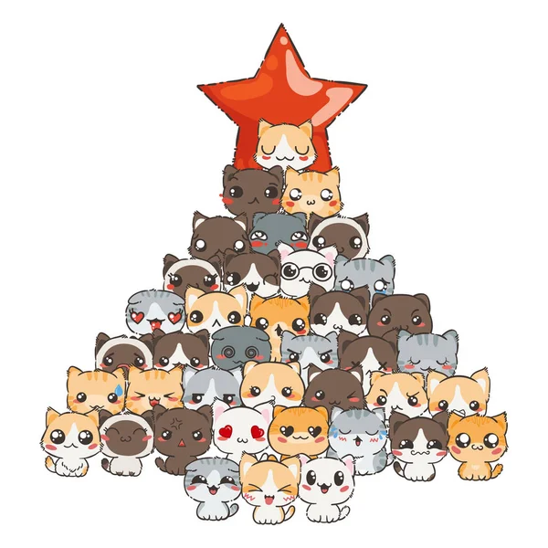 Lindo dibujos animados gatos y perros — Vector de stock