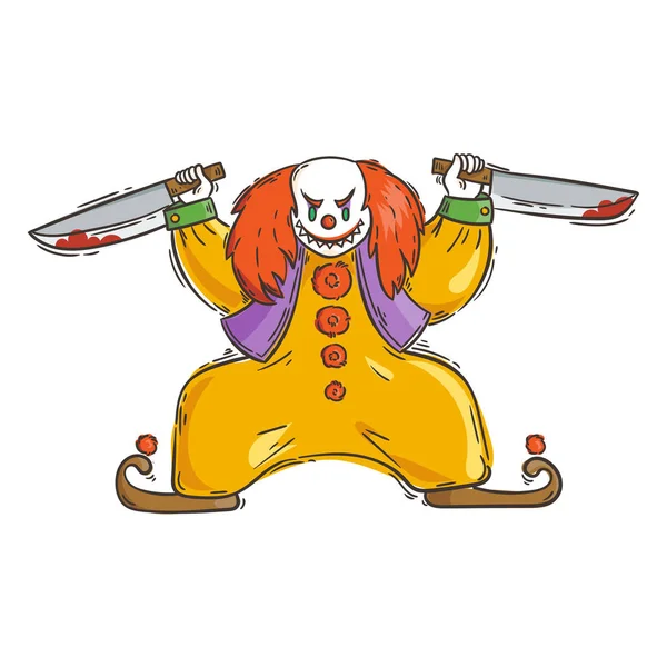 Ilustración de payaso malvado enojado — Vector de stock