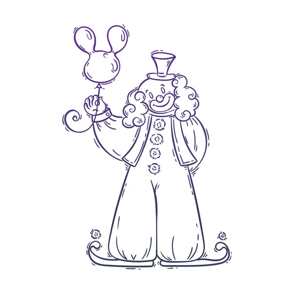 Clown de cirque avec ballon de lapin — Image vectorielle