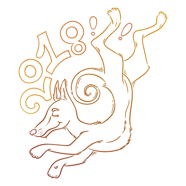 El ile bir doodle köpek çizilen illüstrasyon — Stok Vektör