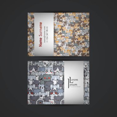 Karikatür kedi ve köpekler ile kart şablonları