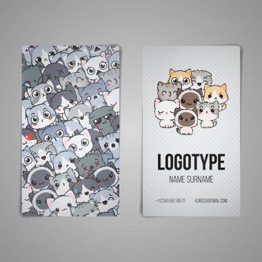 Karikatür kedi ve köpekler ile kart şablonları 