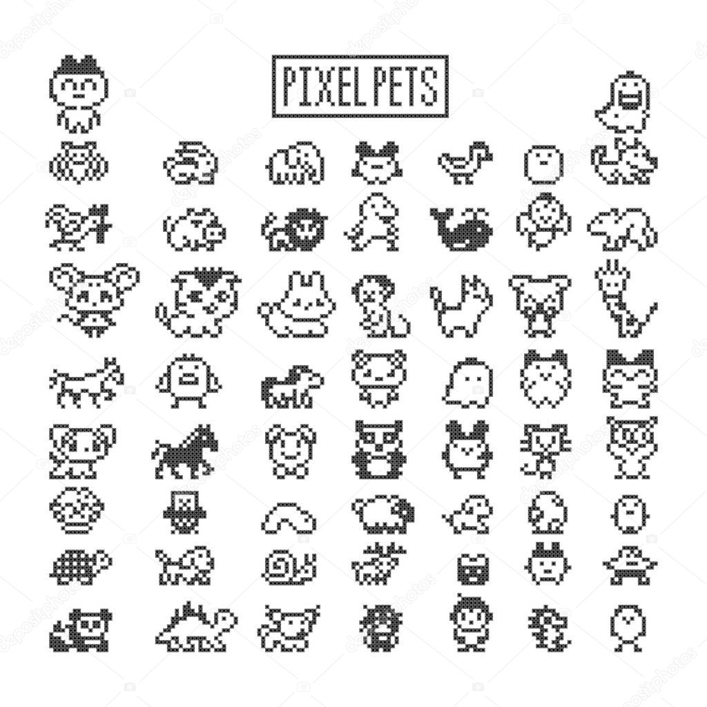 Collection of pixel animals 