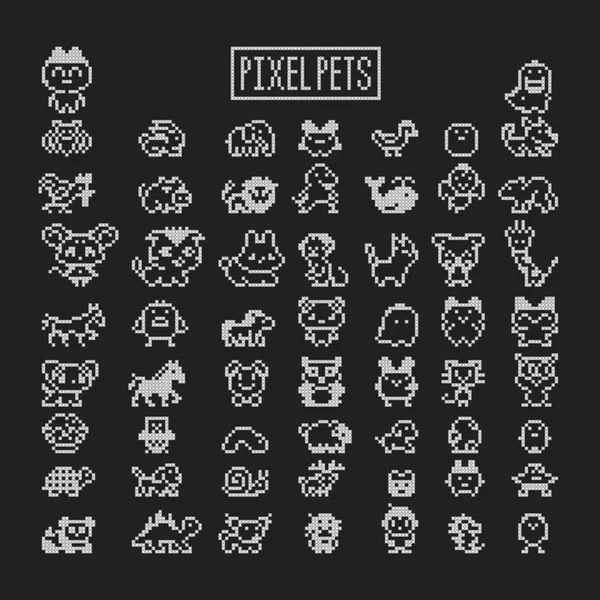 Colección de animales pixel — Vector de stock