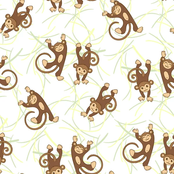 Nahtloses Muster mit lustigen Affen — Stockvektor