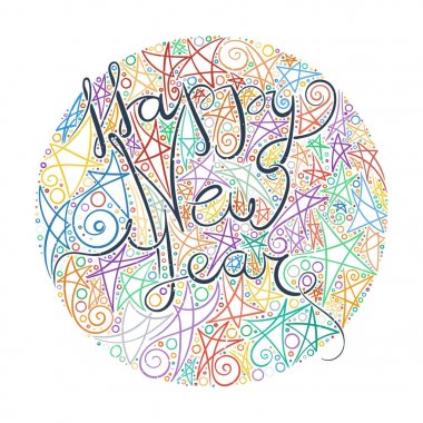 Kaligrafi metin ile mutlu yeni yıl Kartpostalı 