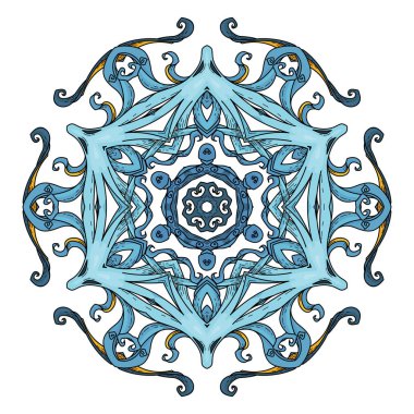 kar tanesi, vektör, illüstrasyon şeklinde süslü mavi mandala sembolü 