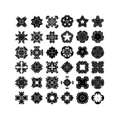 Süslü vektör mandala simgeler kümesi. Mehndi dantel dövme. Oryantal örgü. 