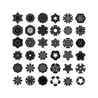 Süslü vektör mandala simgeler kümesi. Mehndi dantel dövme. Oryantal örgü. 