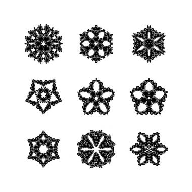 Süslü vektör mandala simgeler kümesi. Mehndi dantel dövme. Oryantal örgü. 