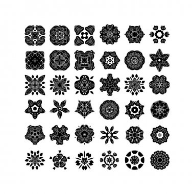 Süslü vektör mandala simgeler kümesi. Mehndi dantel dövme. Oryantal örgü. 