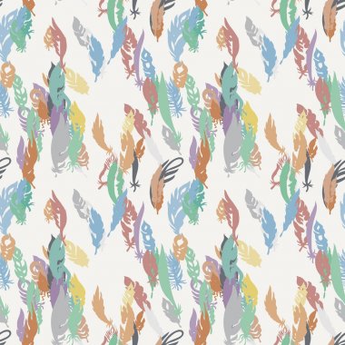 Mürekkep tüy seamless modeli. Elle çizilmiş doodle vektör arka plan.