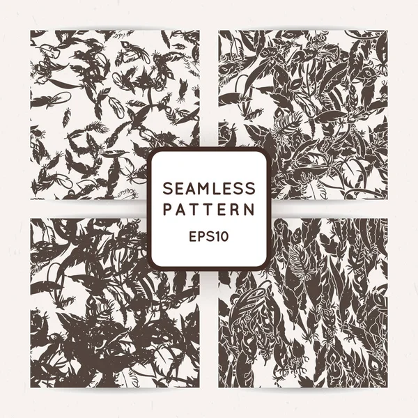 IK tüy Dikişsiz desen seti. Elle çizilmiş doodle vektör arka planlar.