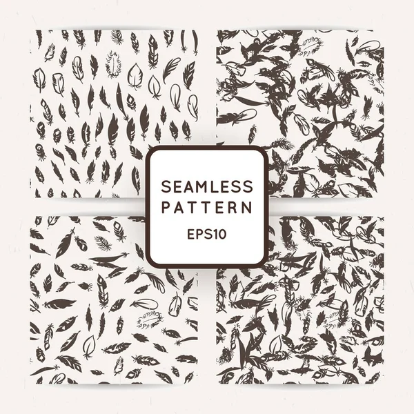 IK tüy Dikişsiz desen seti. Elle çizilmiş doodle vektör arka planlar.