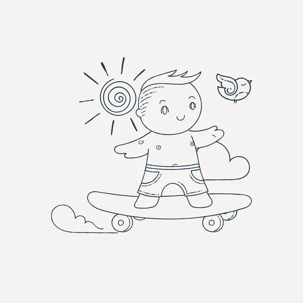 Ilustração vetorial do menino patinador . —  Vetores de Stock