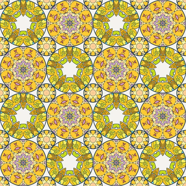 Yama Boho çiçek Seamless modeli. Mandala patchwork, oryantal tasarımı. Duvar kağıdı, çini deco mobilya Tekstil, kumaş baskı.