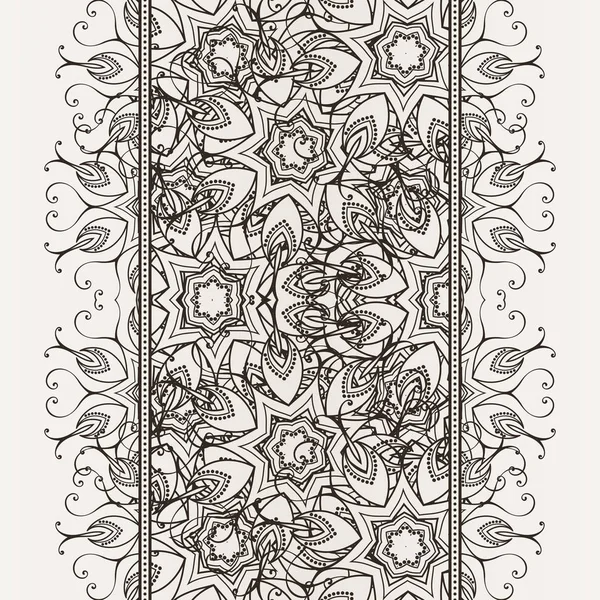 Wzór na granicy z elementami mandali. Arabski vintage ornament ozdobny. — Wektor stockowy
