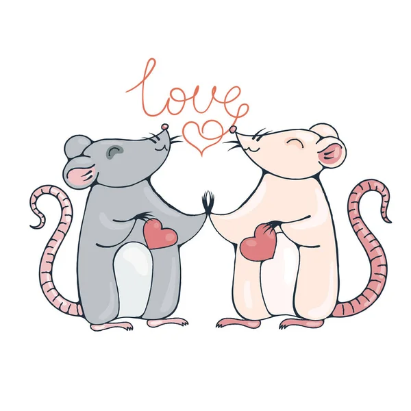 Ratten in de liefde. — Stockvector