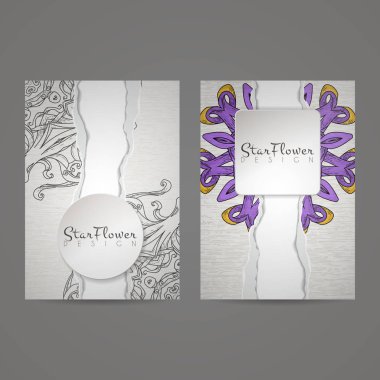 Mandala sembollerle tasarım koleksiyonu. Daire süsleme ile kartvizit kümesi. Vektör kabile etnik dekorasyon