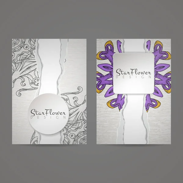 Mandala sembollerle tasarım koleksiyonu. Daire süsleme ile kartvizit kümesi. Vektör kabile etnik dekorasyon