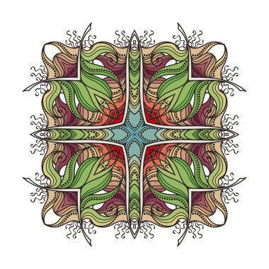 Vektör mandala. Mehndi dantel dövme. Art Nouveau örgü.