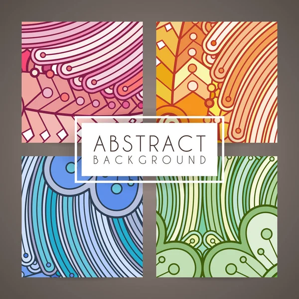 Set of four vector colorful intricate patterns. Doodle. Zentangle — Stock Vector