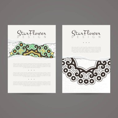 Vektör tasarım şablonları kümesi. Çiçek daire süsleme ile kartvizit. Mandala stili.